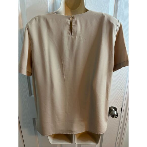 Kim Rogers Signature Tan Round Neck Blouse Women’s Size Medium Office Profession - Picture 5 of 5